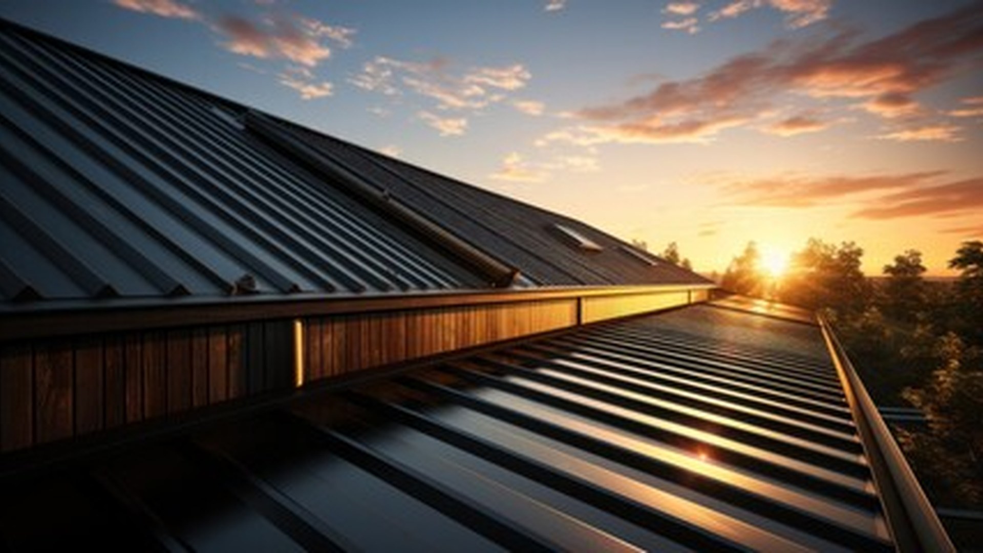 New metal roof at sunset